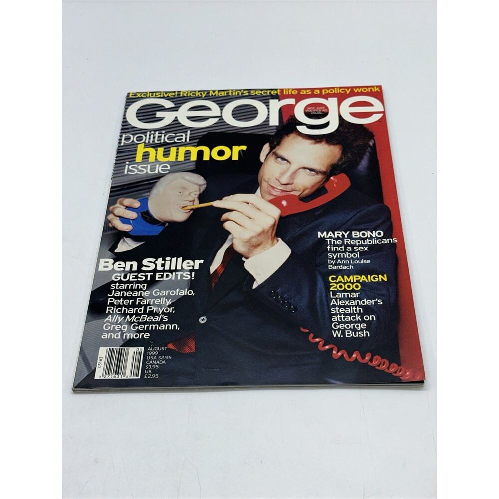 BEN STILLER August 1999 GEORGE Magazine RICHARD PRYOR / RICKY MARTIN / MARY BONO